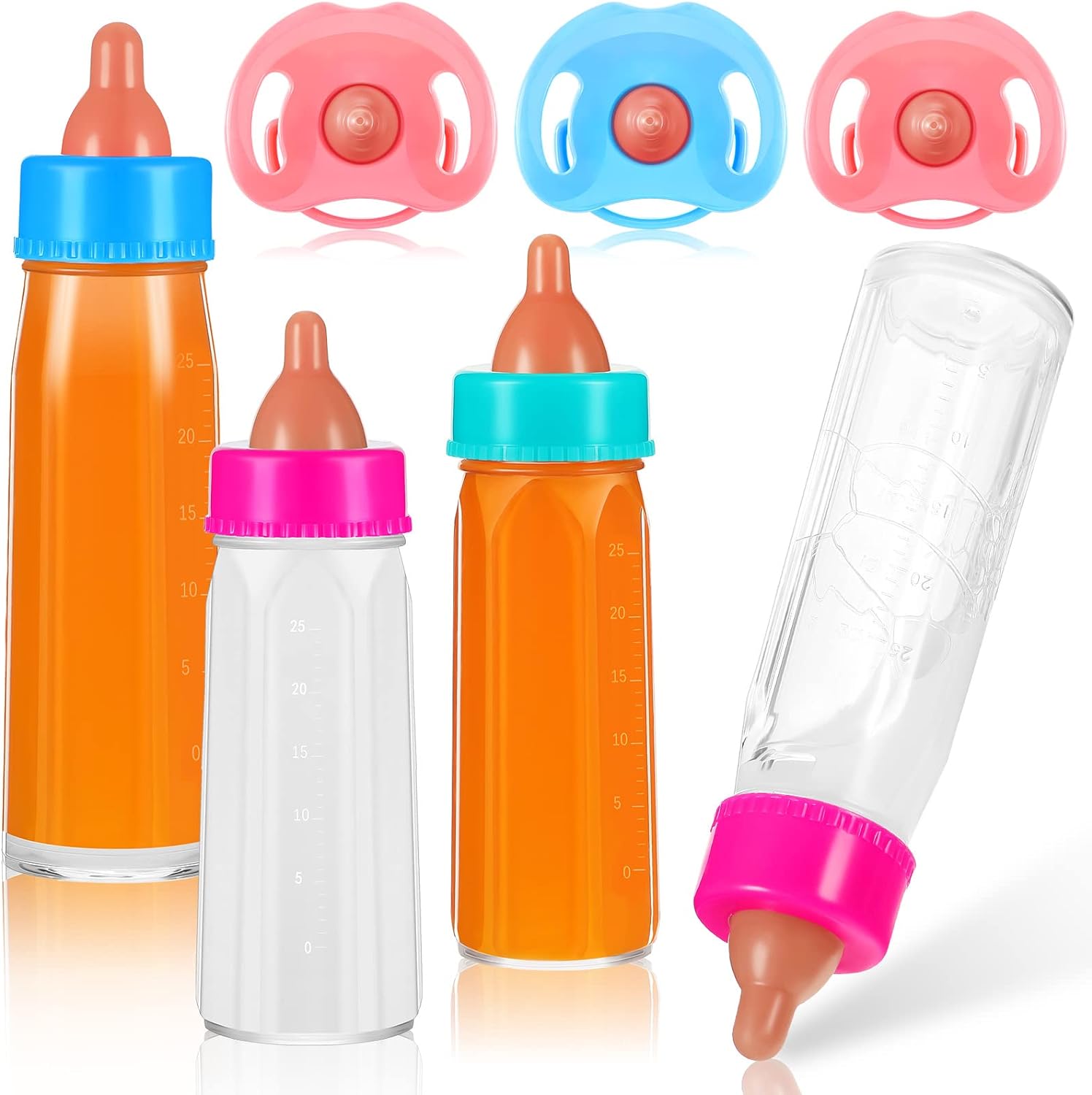 Exquisite Buggy My Sweet Baby Disappearing Magic Bottles – Includes 1 Milk, 1 Juice Bottle with Pacifier for Baby Doll (Colorful)