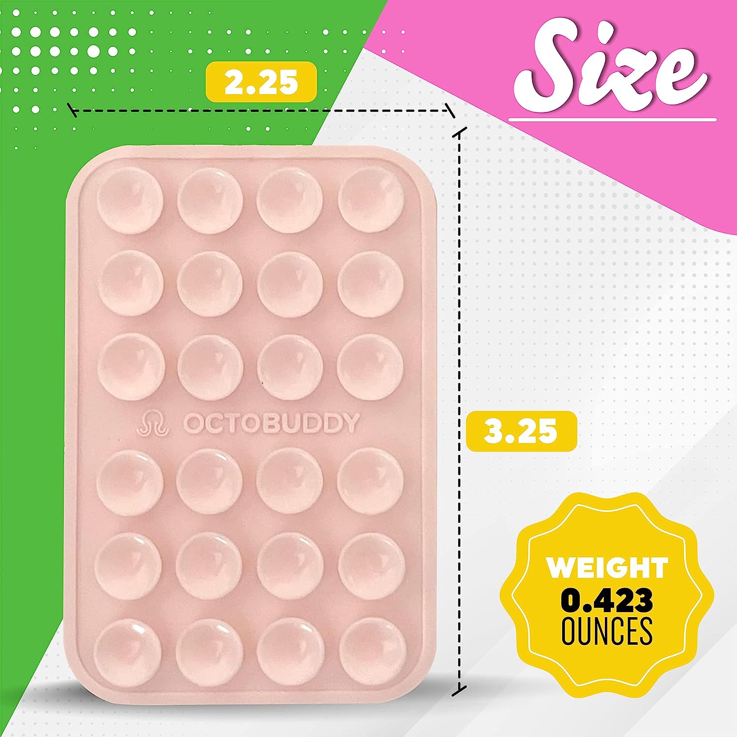 Silicone Suction Phone Case Adhesive Mount – Hands-Free, Strong Grip Holder for Selfies & Videos – Durable, Easy to Use – iPhone & Android Compatible – 2.25″ x 3.25″, Pink