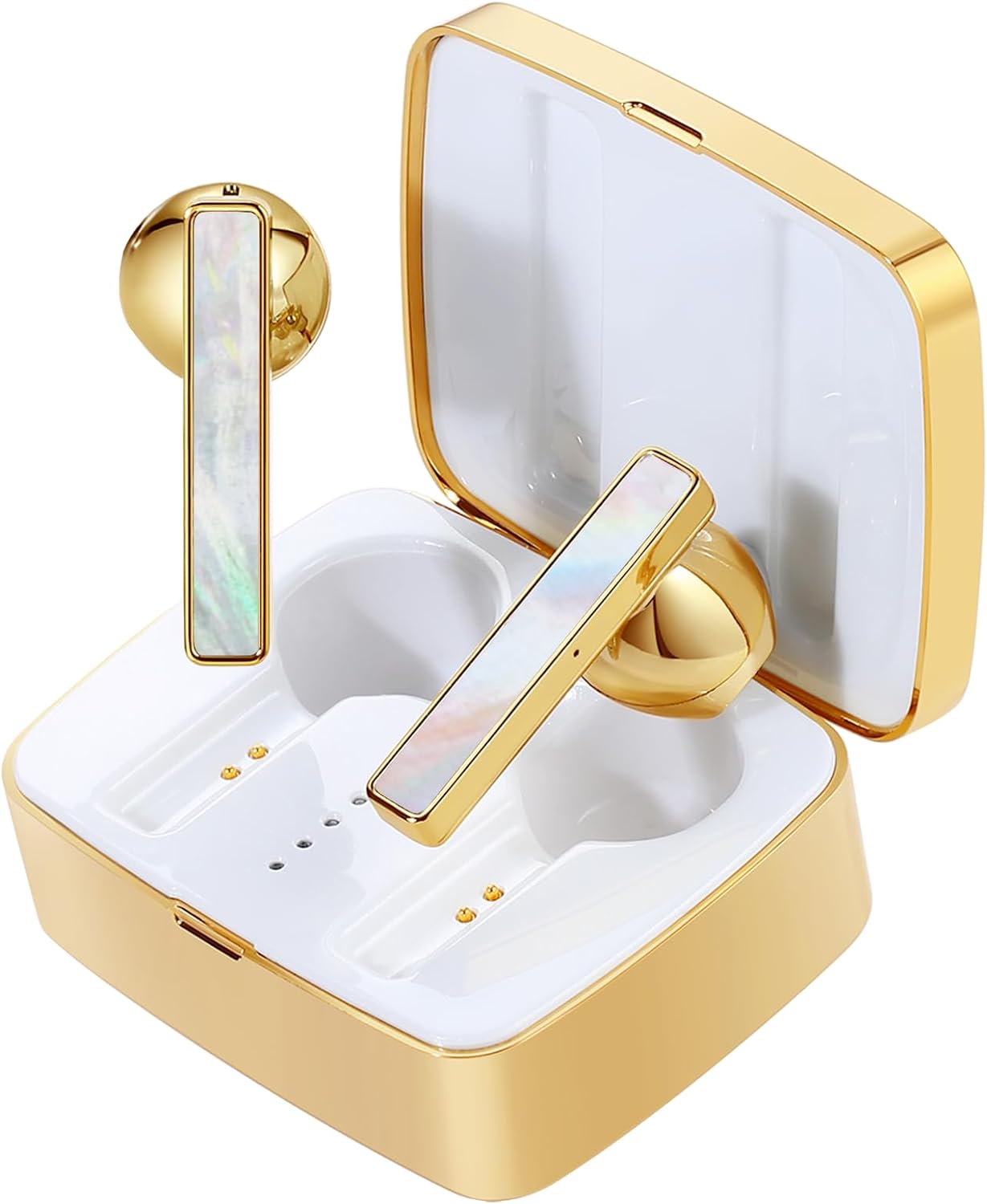 ELLA’S EARS Wireless Earbuds for Pretty Women Noise Cancelling Bluetooth Headphones with Jewelry Box and Led Light 100 Hrs Playtime Headset with Charging Case Half-Ear Earphones for Android/iOS