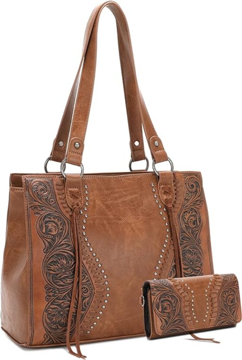 Montana West Western Tote Bag for Women Concealed Carry Shoulder Handbag Tooling Purse